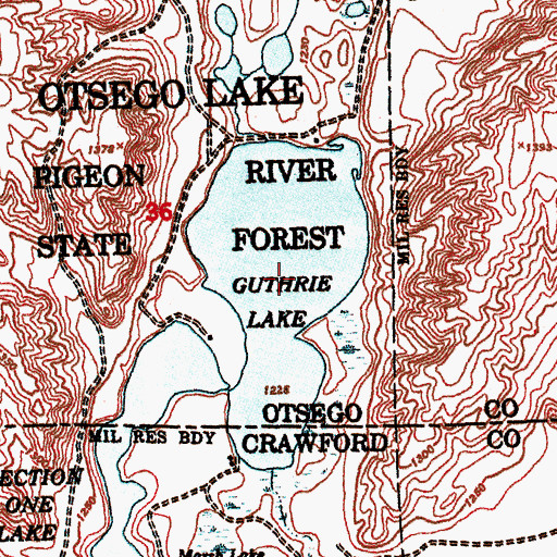 Topographic Map of Guthrie Lake, MI