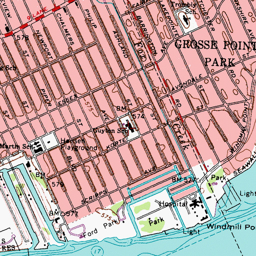 Topographic Map of Guyton School, MI
