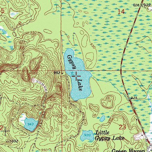 Topographic Map of Gypsy Lake, MI