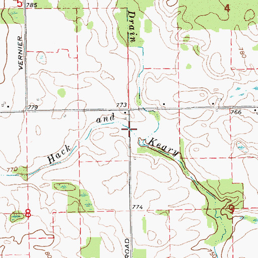 Topographic Map of Hack and Keary Drain, MI