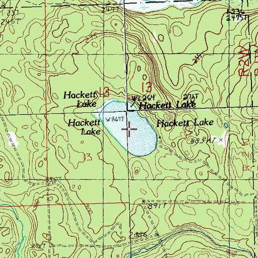 Topographic Map of Hackett Lake, MI