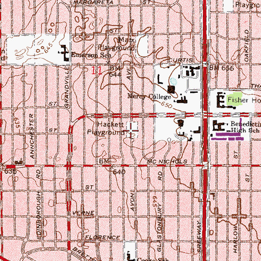 Topographic Map of Hackett Playground, MI