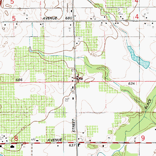 Topographic Map of Hadaway School, MI
