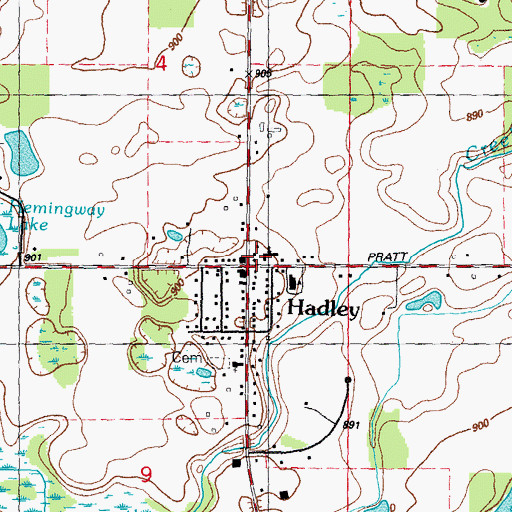 Topographic Map of Hadley, MI