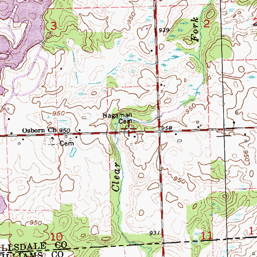 Topographic Map of Hagaman Cemetery, MI