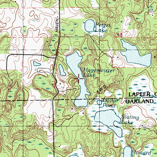 Topographic Map of Hagemeister Lake, MI