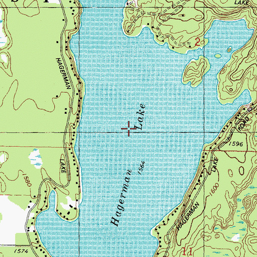 Topographic Map of Hagerman Lake, MI