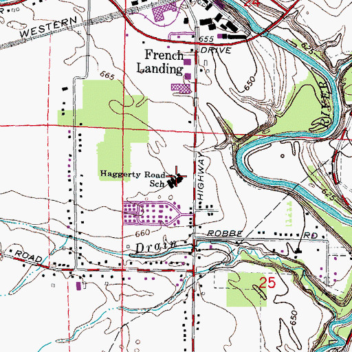 Topographic Map of Haggerty Road School, MI