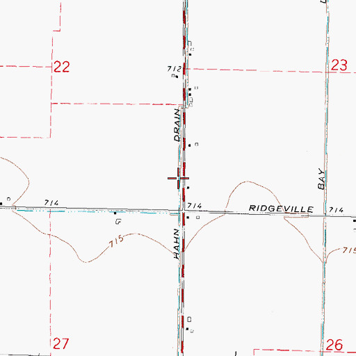 Topographic Map of Hahn Drain, MI