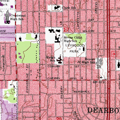 Topographic Map of Haigh School, MI