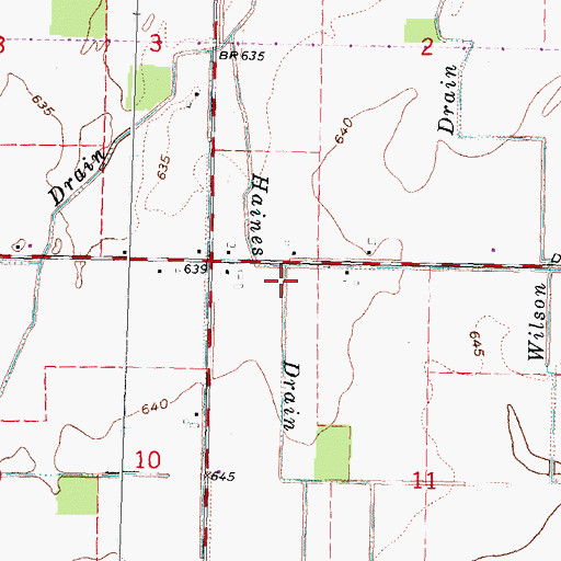 Topographic Map of Haines Drain, MI