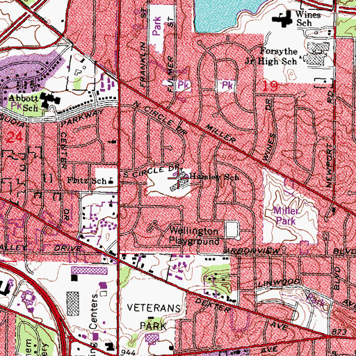 Topographic Map of Haisley Elementary School, MI