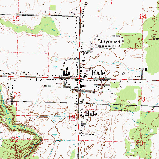 Topographic Map of Hale, MI