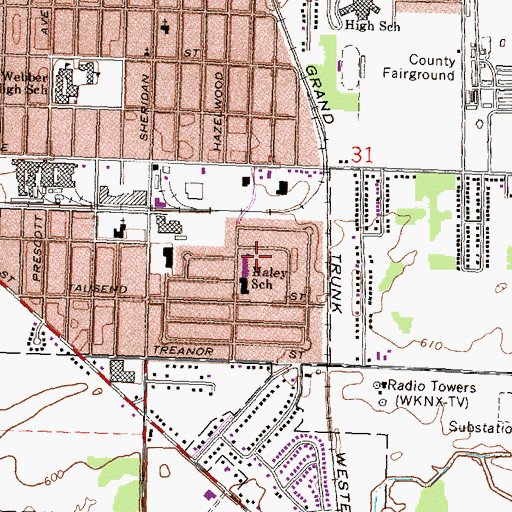 Topographic Map of Haley School, MI