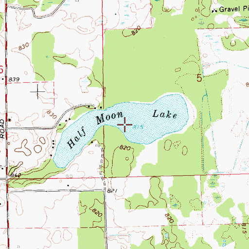 Topographic Map of Half Moon Lake, MI