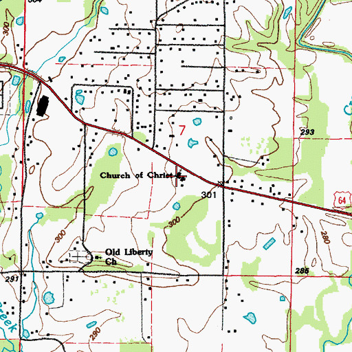 Topographic Map of Church of Christ, AR