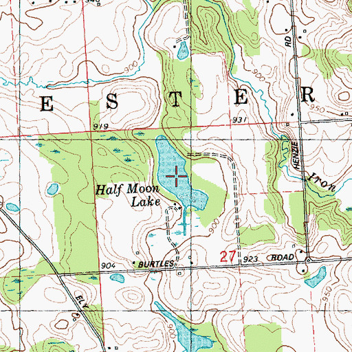 Topographic Map of Half Moon Lake, MI