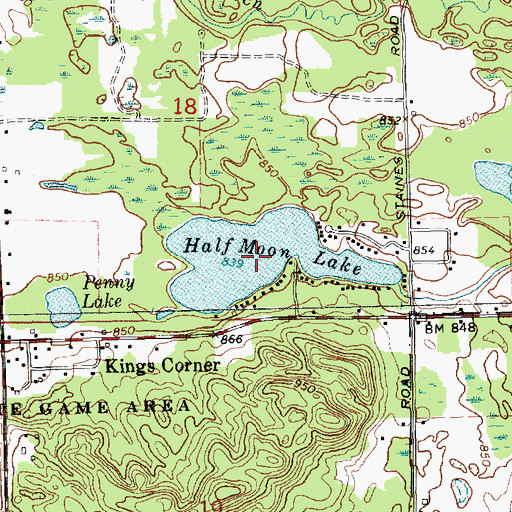 Topographic Map of Half Moon Lake, MI
