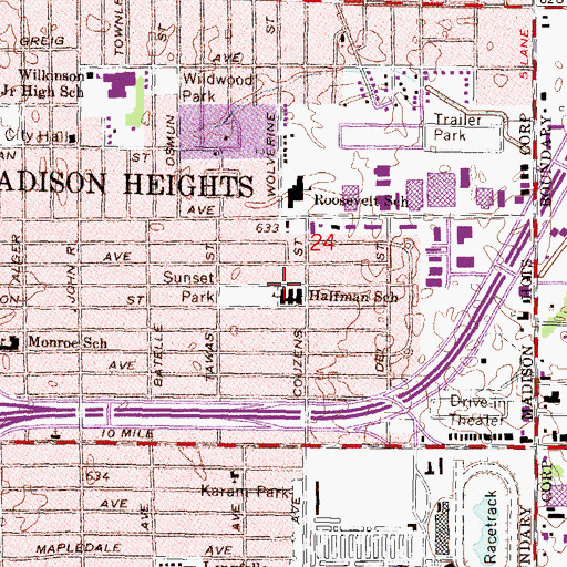Topographic Map of Halfman School, MI