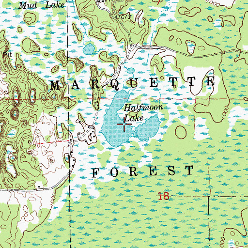 Topographic Map of Halfmoon Lake, MI