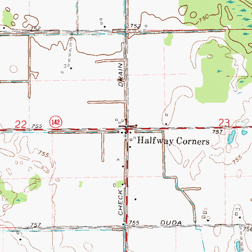 Topographic Map of Halfway Corners, MI