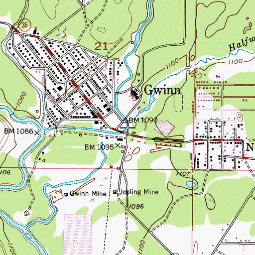 Topographic Map of Halfway Creek, MI