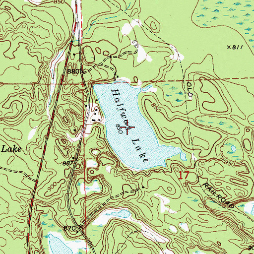 Topographic Map of Halfway Lake, MI