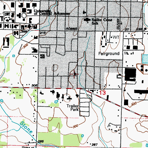 Topographic Map of Colonial Missionary Baptist Church, AR