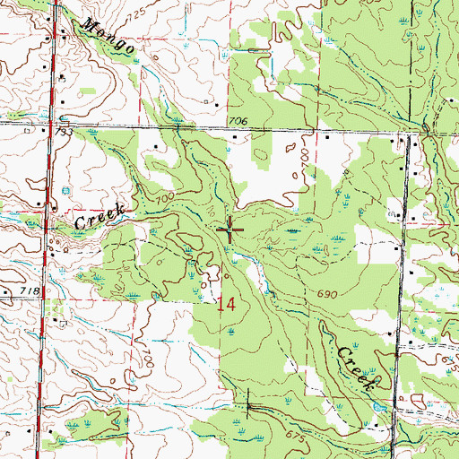 Topographic Map of Hall Creek, MI