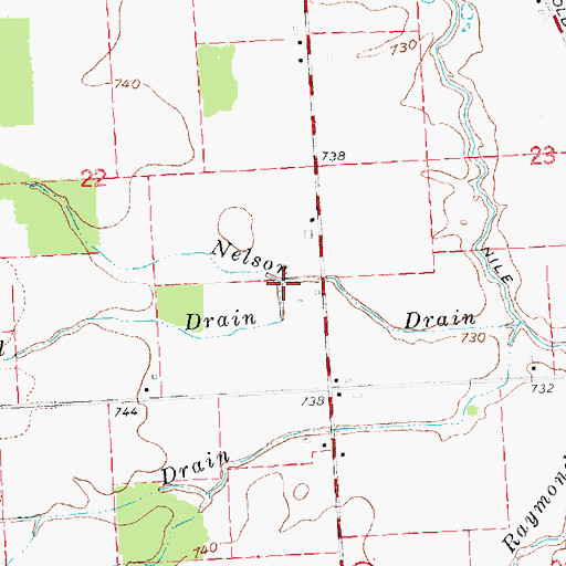 Topographic Map of Hall Drain, MI