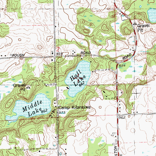 Topographic Map of Hall Lake, MI