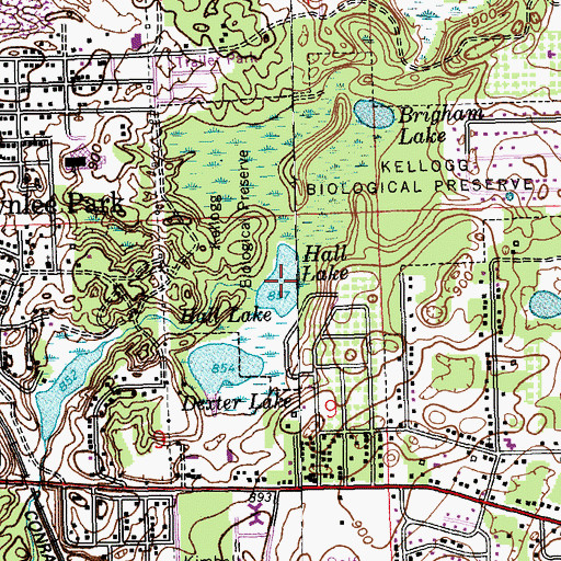 Topographic Map of Hall Lake, MI