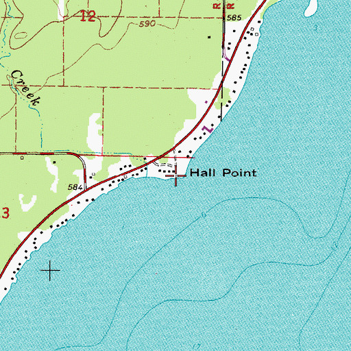 Topographic Map of Hall Point, MI