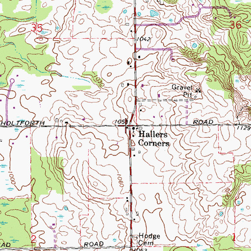 Topographic Map of Hallers Corners, MI