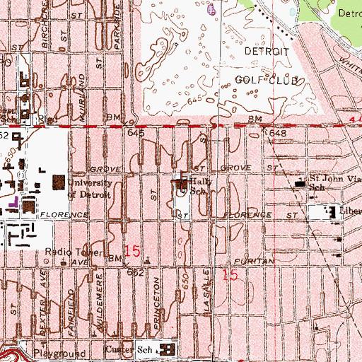 Topographic Map of Hally School, MI