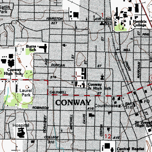Topographic Map of Conway Junior High School, AR