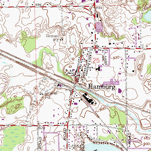 Topographic Map of Hamburg, MI