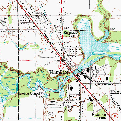 Topographic Map of Hamilton, MI