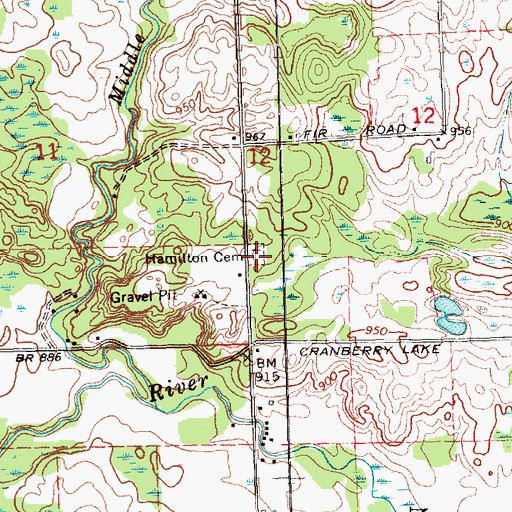 Topographic Map of Hamilton Cemetery, MI
