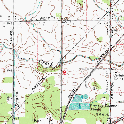 Topographic Map of Hamilton Drain, MI