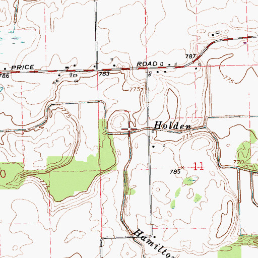 Topographic Map of Hamilton Drain, MI