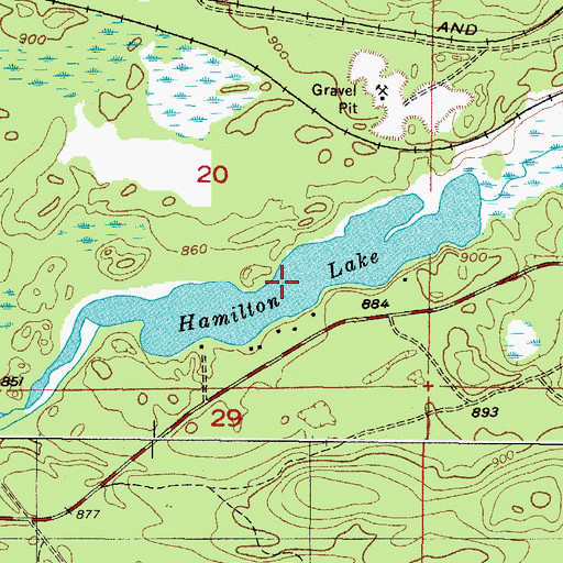Topographic Map of Hamilton Lake, MI