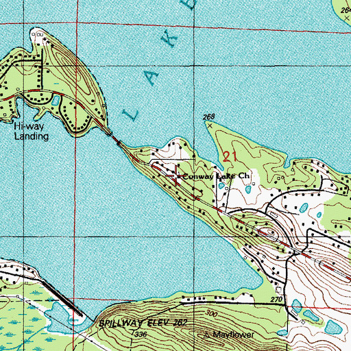 Topographic Map of Conway Lake Church, AR