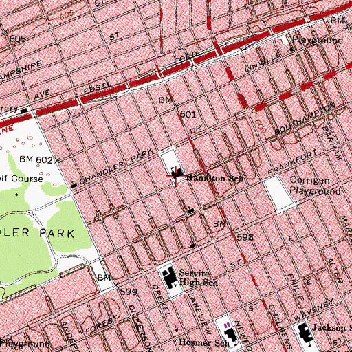 Topographic Map of Hamilton School, MI