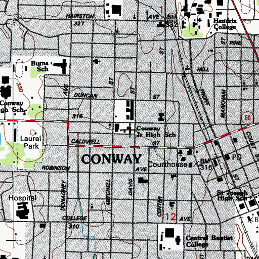 Topographic Map of Conway Middle School, AR