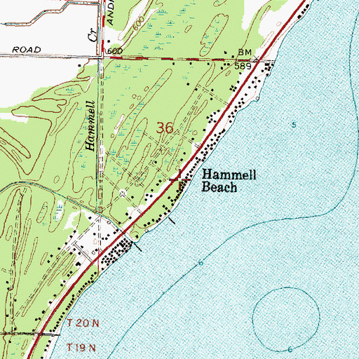 Topographic Map of Hammell Beach, MI
