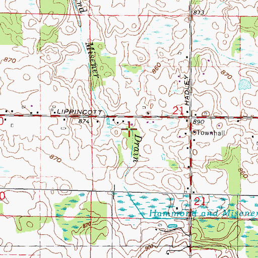 Topographic Map of Hammond and Misener Drain, MI