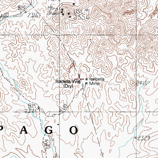Topographic Map of Isabella Mine, AZ