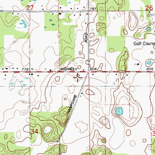 Topographic Map of Hampshire Street School, MI