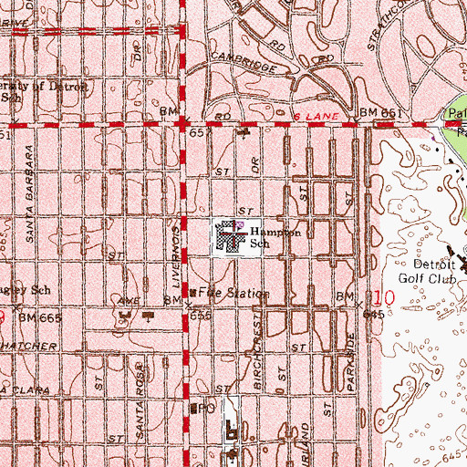 Topographic Map of Hampton School, MI